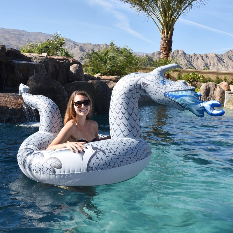 GoFloats Dragon Party Tube Inflatable Rafts - Choose From Fire Dragon and Ice Dragon, Pool Floats for Adults - Image 2